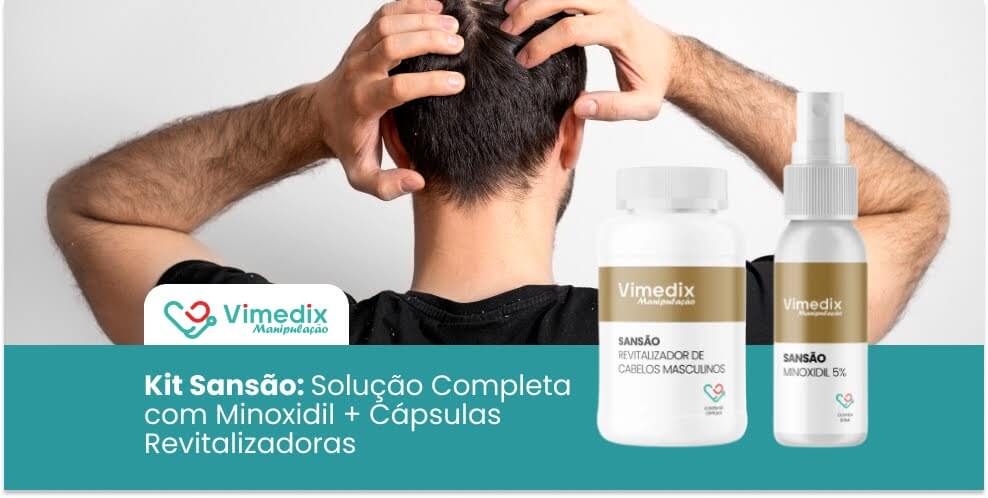 Kit Sansão: Solução Completa com Minoxidil + Cápsulas Revitalizadoras